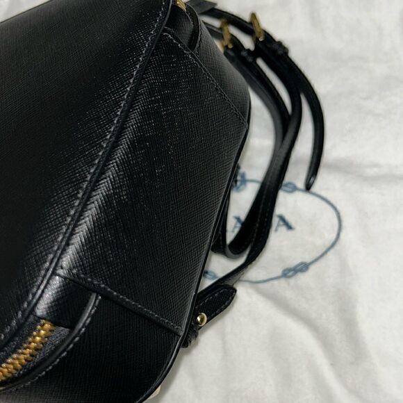 Authentic Prada Black Saffiano Lux Mini Odette Backpack